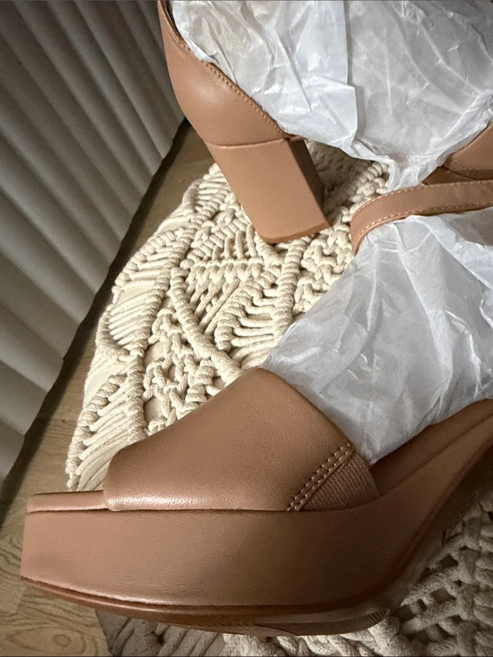 Naturalizer Tan Platform Sandals with Ankle Strap